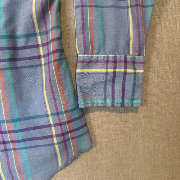 Vintage Wrangler Western Shirt XL Pastel Plaid Pearl Snap Cowboy Shirt Rodeo - Picture 8 of 11